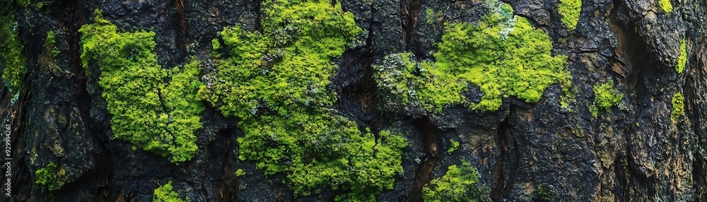 Green Moss on Bark of Tree - Realistic Photo Green Moss on Bark of Tree - Realistic Photo