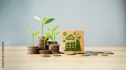 The concept of carbon credits to reduce carbon emissions, net zero greenhouse gas emissions targets, carbon credits to invest in sustainable businesses.