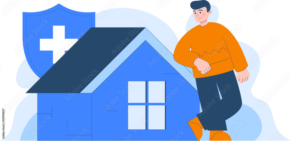 Fototapeta premium Insurance illustration. Estate protection. Flat style.