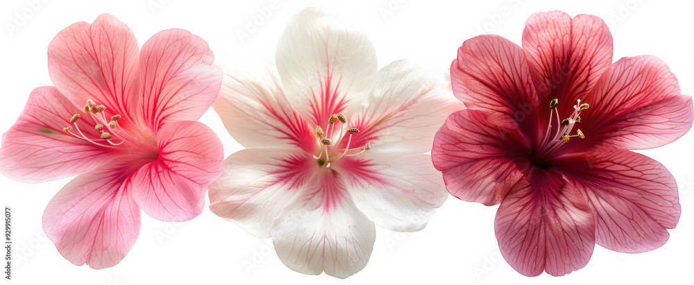 Pink, White, and Red Flowers with Stamens Pink, White, and Red Flowers with Stamens