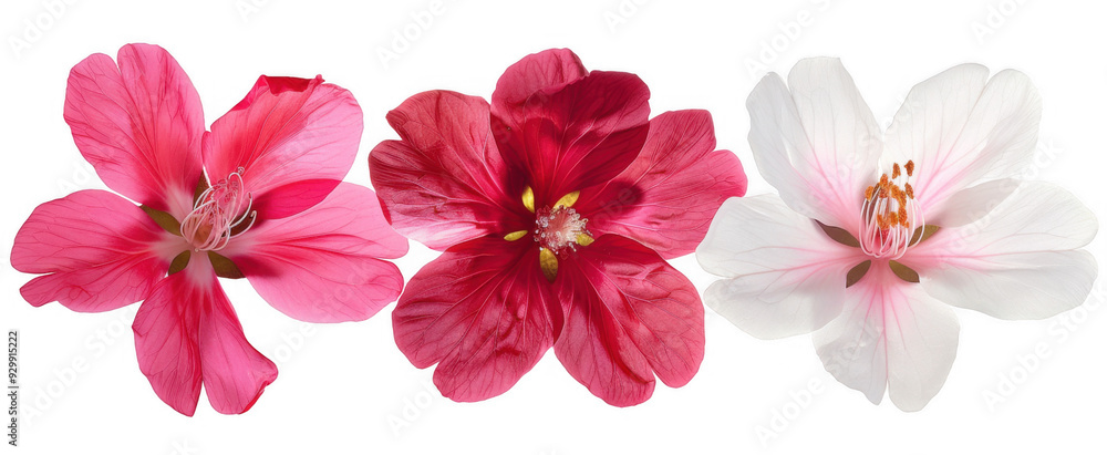 Pink, White, and Red Flowers with Stamens Pink, White, and Red Flowers with Stamens