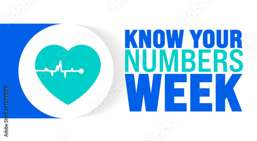Know Your Numbers Week is observed every year in September. Holiday concept. Template for background, banner, card, poster, placard, design template with unique shapes with standard color.