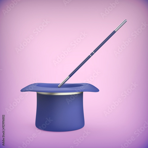 Magician’s top hat and magic wand