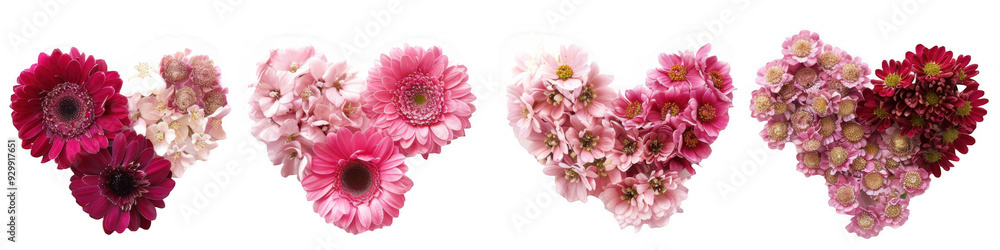 Obraz premium Heart-Shaped Floral Arrangements with Pink Flowers