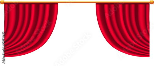 Decorative stage cloth. Theatre curtains frame. Realistic style.