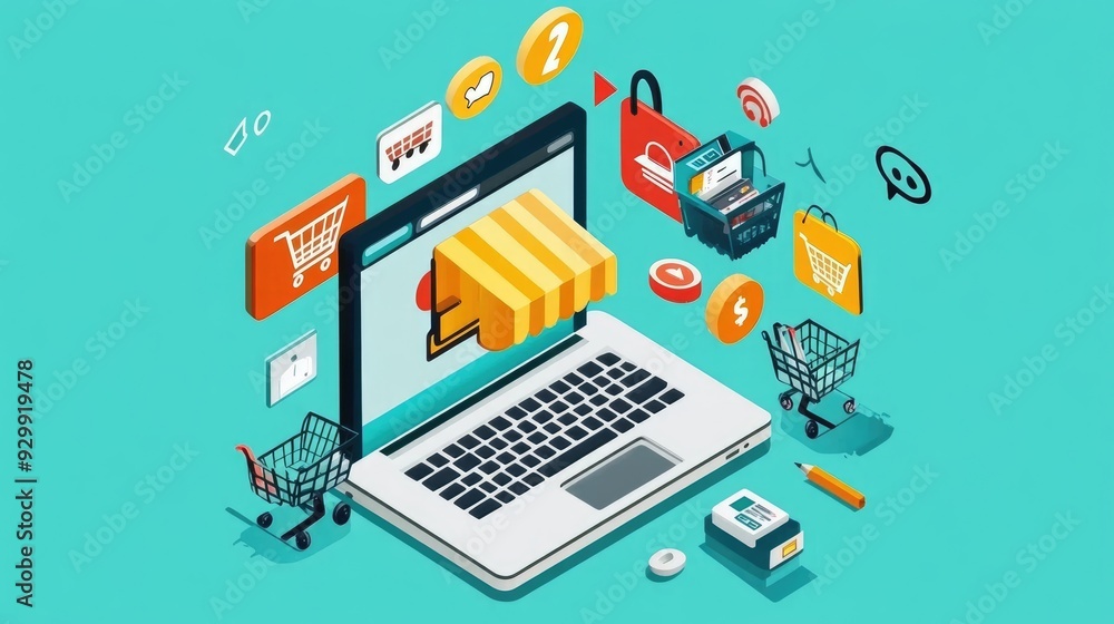 Online Shopping Experience Concept Illustration Online Shopping Experience Concept Illustration