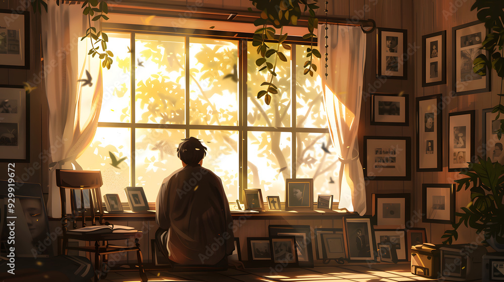 An old man is sitting on a bench, remembering the beautiful moments of life. An old man is sitting on a bench, remembering the beautiful moments of life.