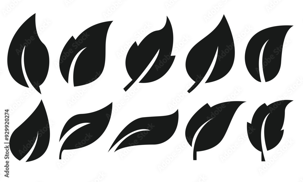 Set of leaf icons. Leaves icon. Collection green leaf. Set of leaf icons. Leaves icon. Collection green leaf.