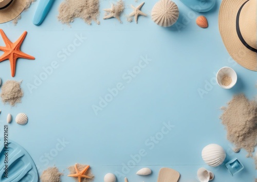 Beach banner with beach summer accessories.