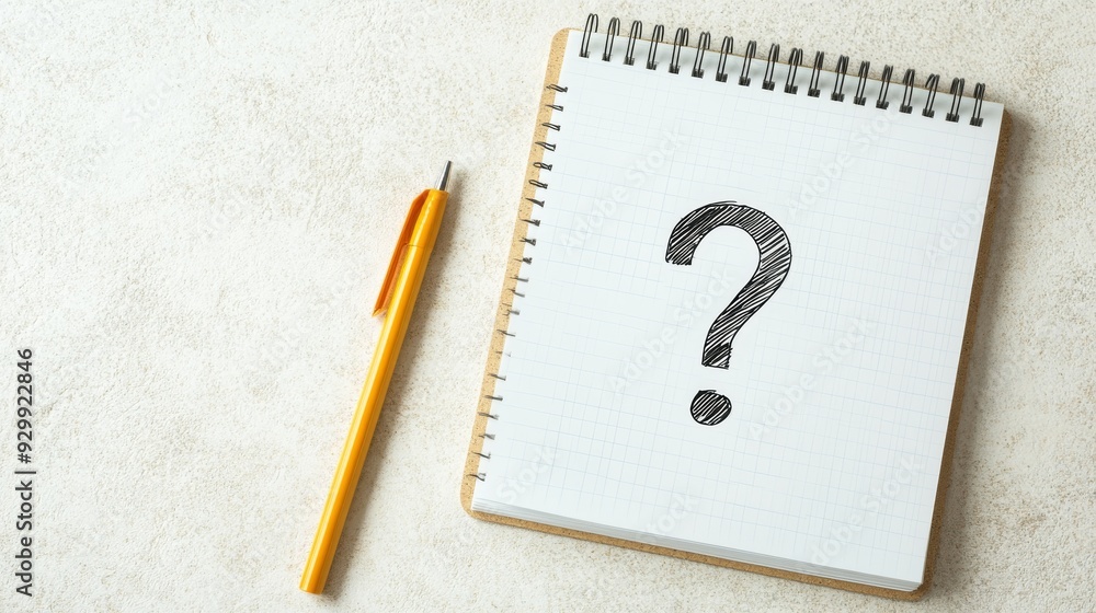 Question mark on transparent note paper Question mark on transparent note paper