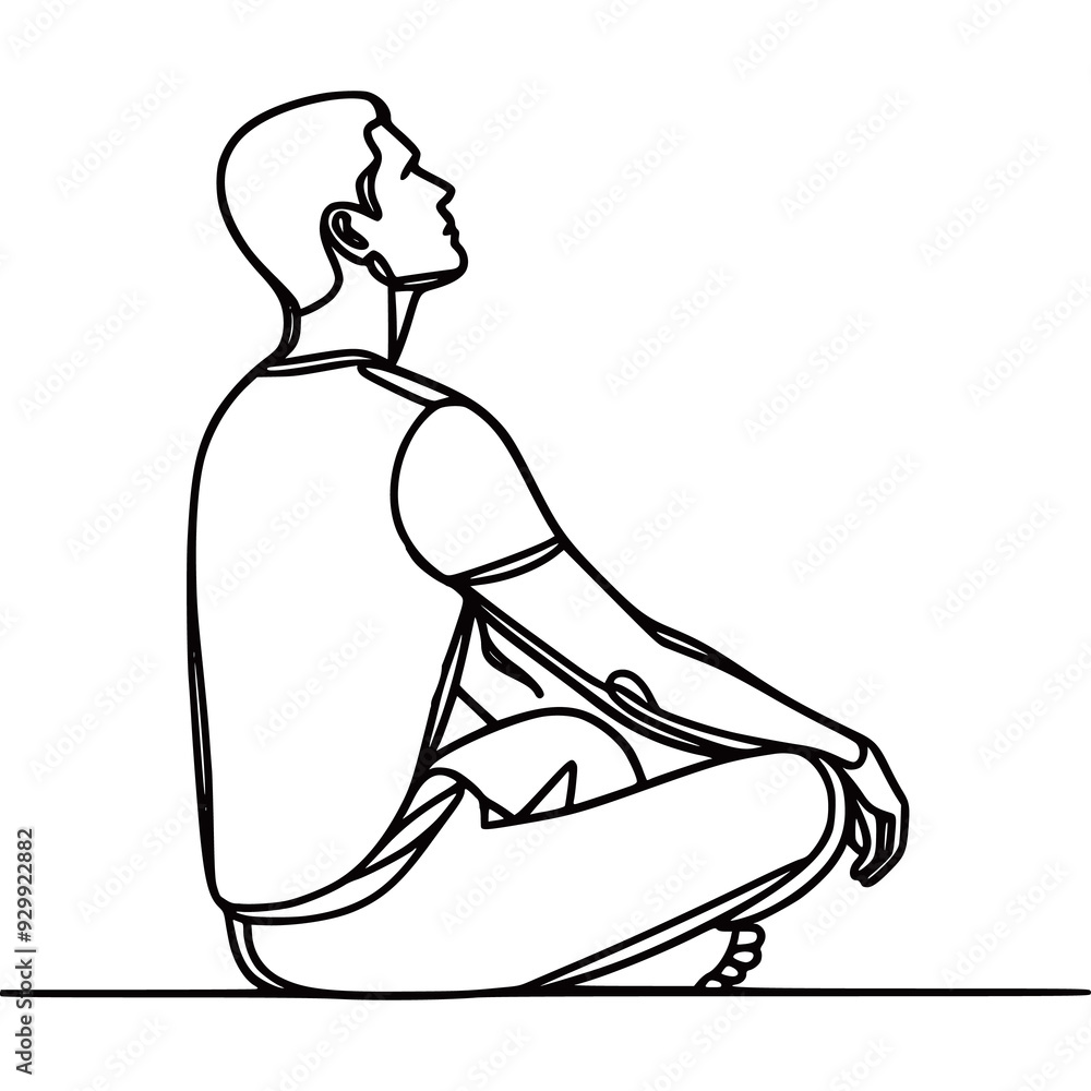 Sitting a Male meditation icon Line Drawing vector illustration on white background generated Ai Sitting a Male meditation icon Line Drawing vector illustration on white background generated Ai