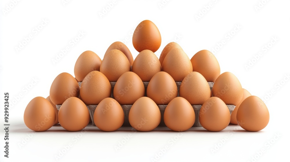 The pyramid of brown eggs is isolated on a transparent background The pyramid of brown eggs is isolated on a transparent background