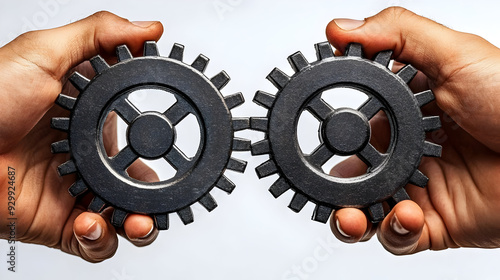 Two hands holding interlock...