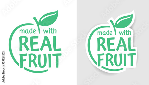 Made with real fruit - flat badge with apple silhouette