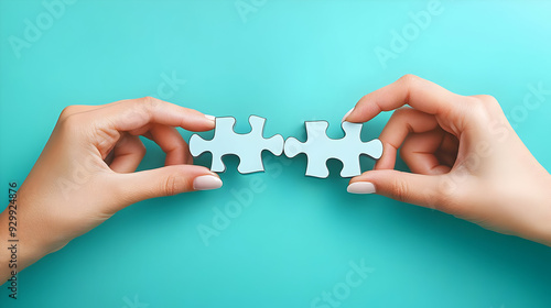 Two hands holding puzzle pi...