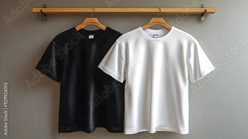 Two t-shirts, one black and...