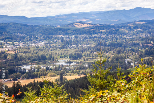 Mountains and lakes in the Sweet Home region, aerial view. Oregon, USA