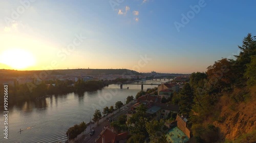 Prague day time lapse video in 4K river view in Czech Republic, Europe