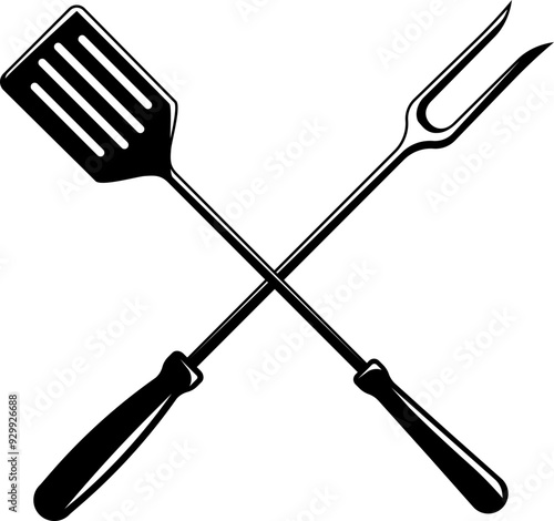 Barbecue tools icon. Fork with spatula.