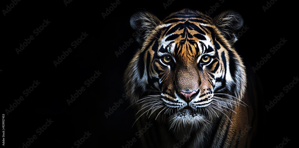 An up close detail portrait of a tiger with beautiful eyes was created using stock images An up close detail portrait of a tiger with beautiful eyes was created using stock images