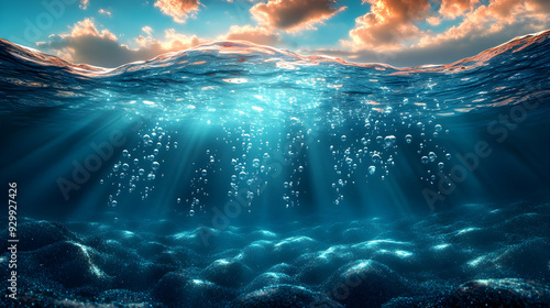 Wallpaper Mural Underwater scene with sunlight rays and bubbles. Torontodigital.ca