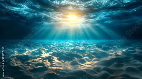 Underwater scene with sunli...