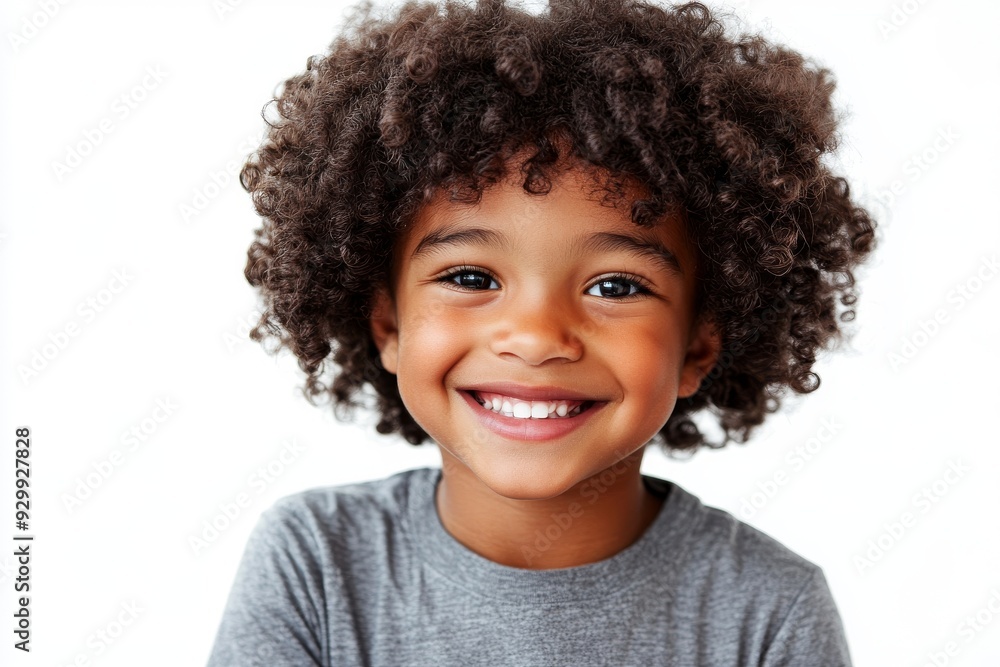 The image shows a smiling African American child wearing a white shirt, happy and happy kid laughing, isolated on a transparent background The image shows a smiling African American child wearing a white shirt, happy and happy kid laughing, isolated on a transparent background