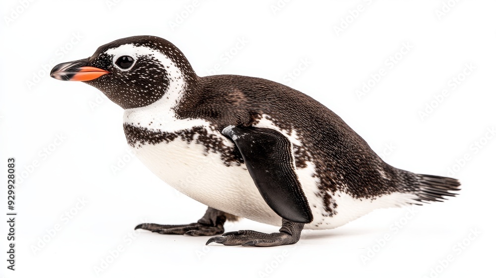 Obraz premium The Emperor penguin stands alone on a transparent background
