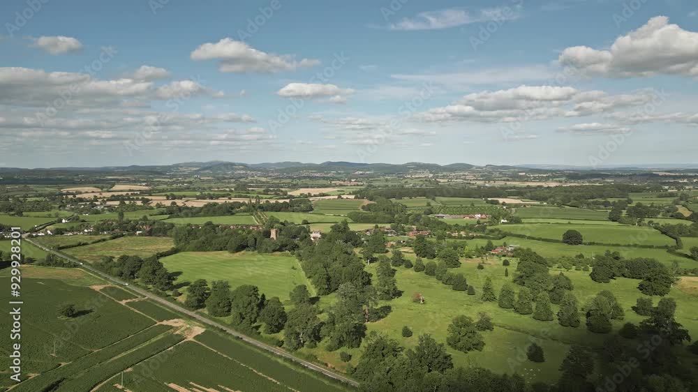 Aerial view of Much Marcle village and church, Herefordshire, England Aerial view of Much Marcle village and church, Herefordshire, England