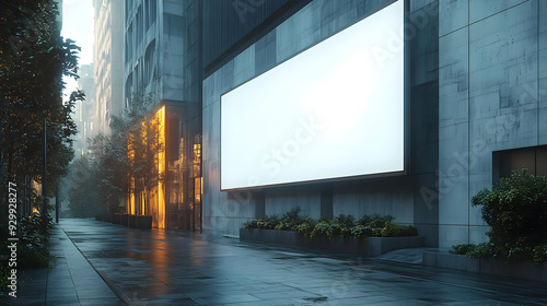 Urban scene with a blank bi...