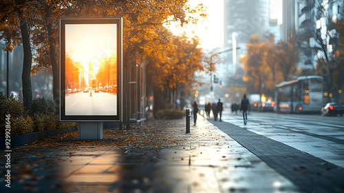 Urban street scene with aut...