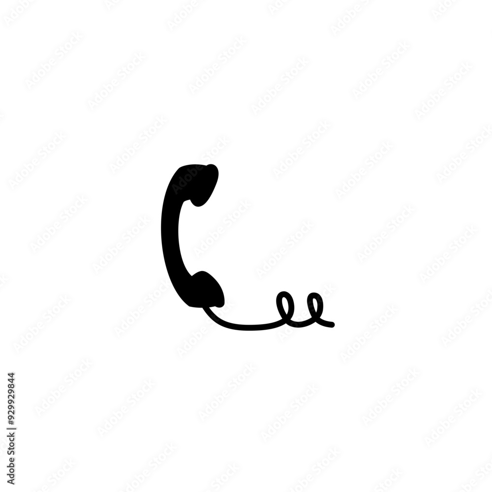 telephone icon with cable telephone icon with cable