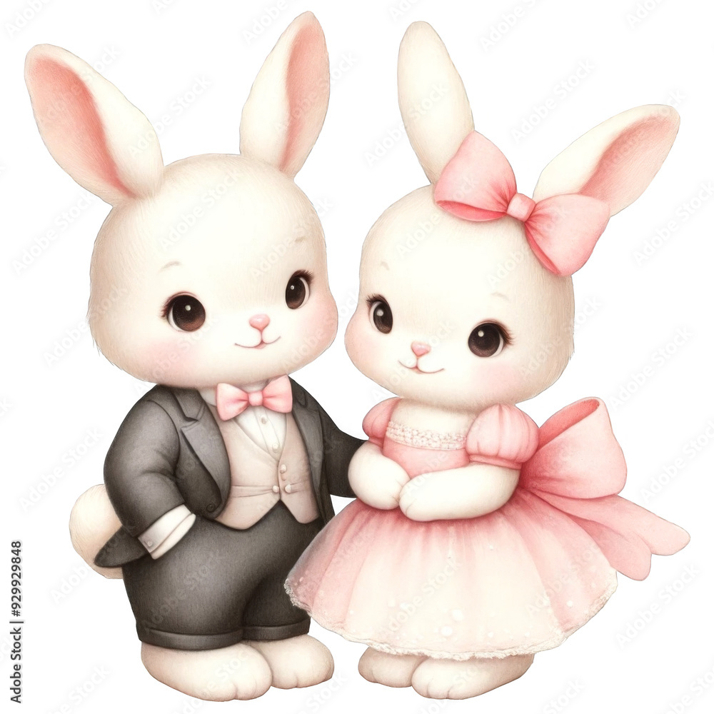 A cute couple of bunnies isolated A cute couple of bunnies isolated