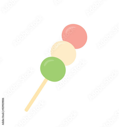 Flat Dango Japanese Food Cute Cartoon Vector Illustration