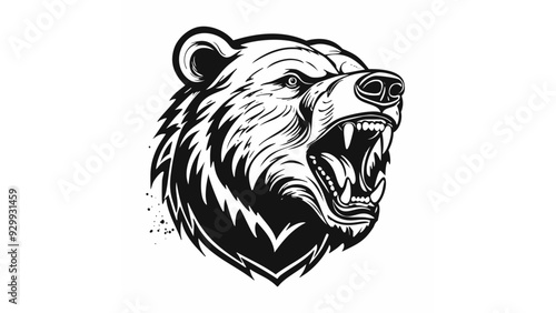 Bear Head Logo Sketch Style - Animal Face Tattoo Portrait Beast Print Wild Mammal Fur
