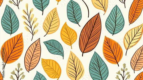 Colorful Autumn Leaves Seamless Pattern