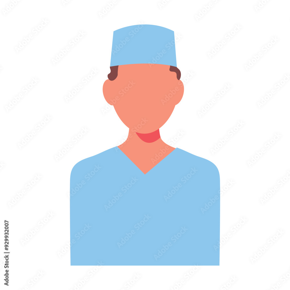 Male doctor with long hair. Concept - doctor, healthcare. Male surgeon in a flat faceless style. Vector flat doctor icon in uniform Male doctor with long hair. Concept - doctor, healthcare. Male surgeon in a flat faceless style. Vector flat doctor icon in uniform