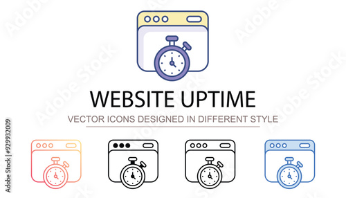 Website Uptime icon design with white background stock illustration