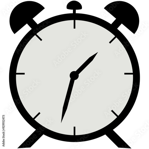 alarm clock, isolated on white background, simple alarm clock, vector illustration