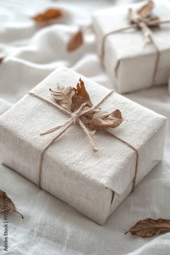 Minimalist Gift Wrapped with Natural Elements Minimalist Gift Wrapped with Natural Elements