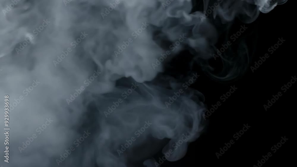 Eerie Atmosphere: Thick Smoke and Gray Fog on a Black Background Eerie Atmosphere: Thick Smoke and Gray Fog on a Black Background