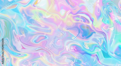 Holographic Gradient Background with Iridescent Hologram Effect, Colorful Swirling Fluid Art