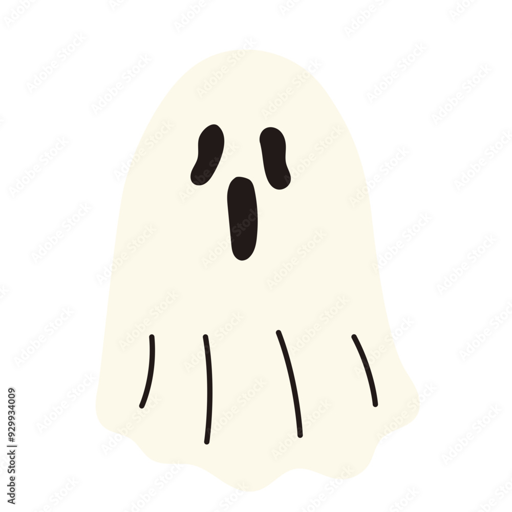 Cute halloween ghost with scream face illustration Cute halloween ghost with scream face illustration
