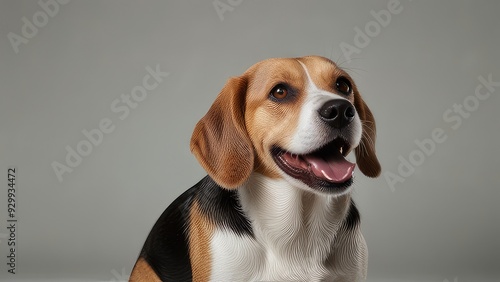 happy beagle portrait sitting and standing isolated on a white background