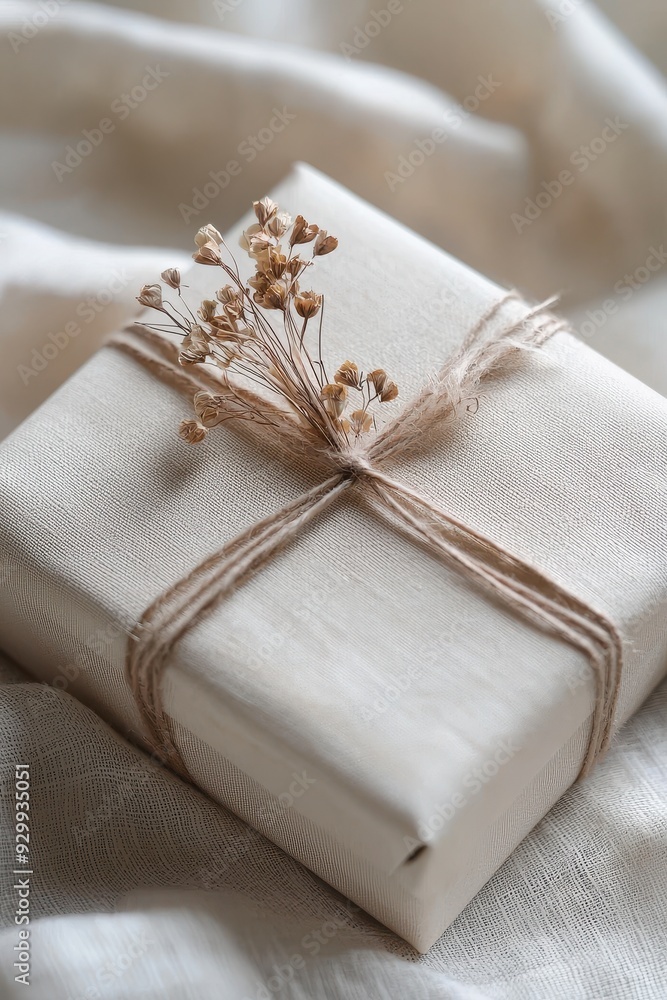 Simple Gift Wrapped in Beige Paper Simple Gift Wrapped in Beige Paper