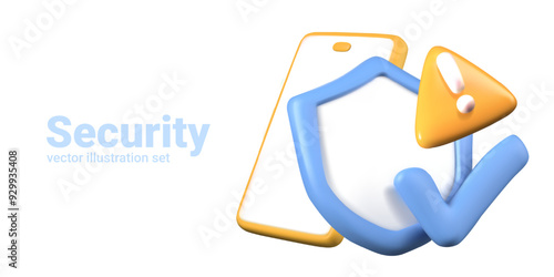 Concept of data protection on phone. Advertisement of mobile application