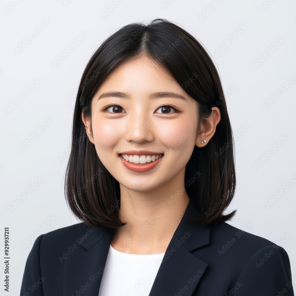 An isolated cutout of a smiling Japanese businesswoman on a transparent background, as a png file An isolated cutout of a smiling Japanese businesswoman on a transparent background, as a png file