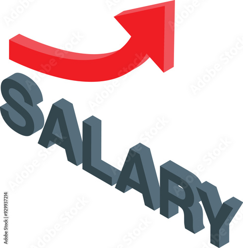 Red arrow is going up over the word salary suggesting a salary increase