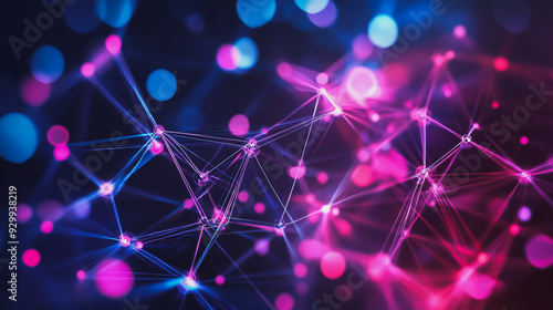 Abstract business connection of lines from nodes It is connected to endless nodes and represents the innovation of communication in the network.