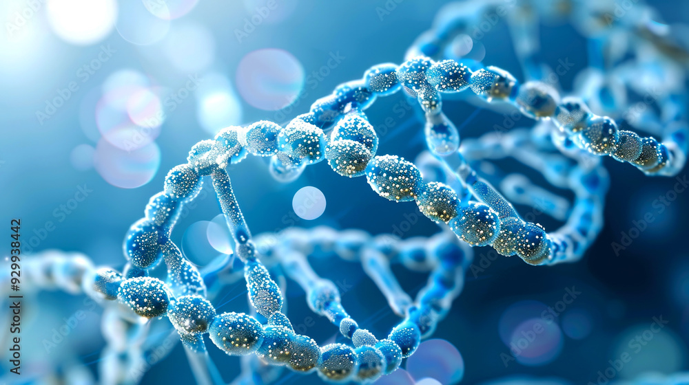 A Close-Up View of a Blue DNA Double Helix A Close-Up View of a Blue DNA Double Helix